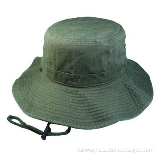 Women's Olive Floppy Hat with Herringbone Fabric and Fashion Garment Washed Self-fabric Band